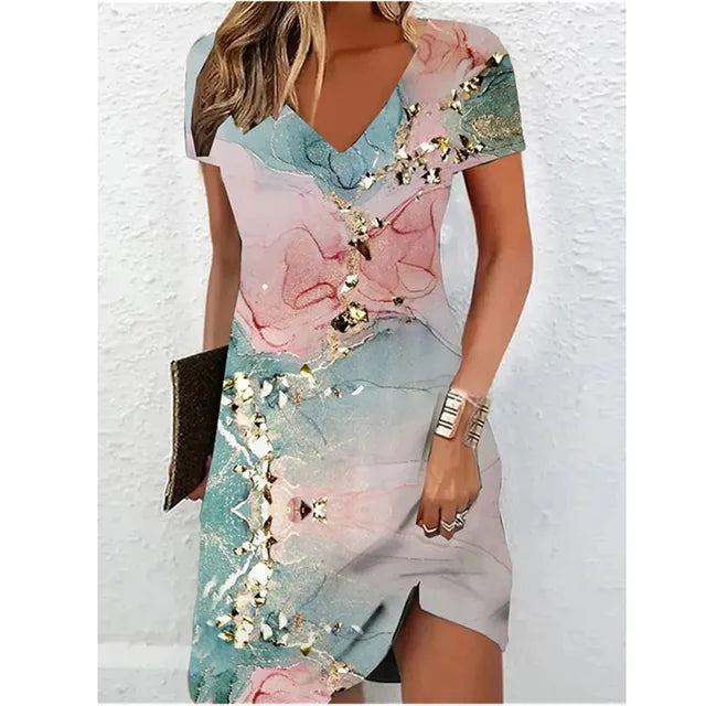 Valenzora | Beige glitter cocktail dress