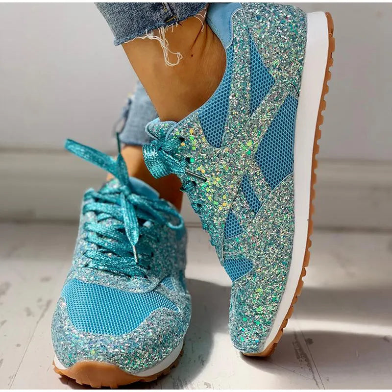 Valenzora | Glittery sequined sports shoes