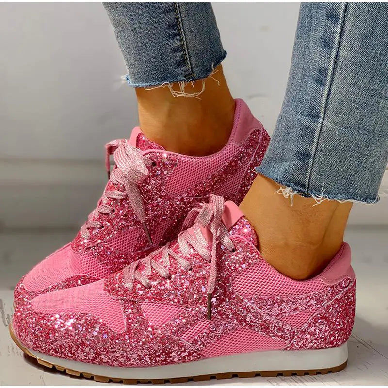 Valenzora | Glittery sequined sports shoes