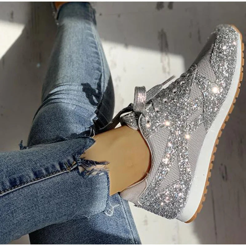 Valenzora | Glittery sequined sports shoes
