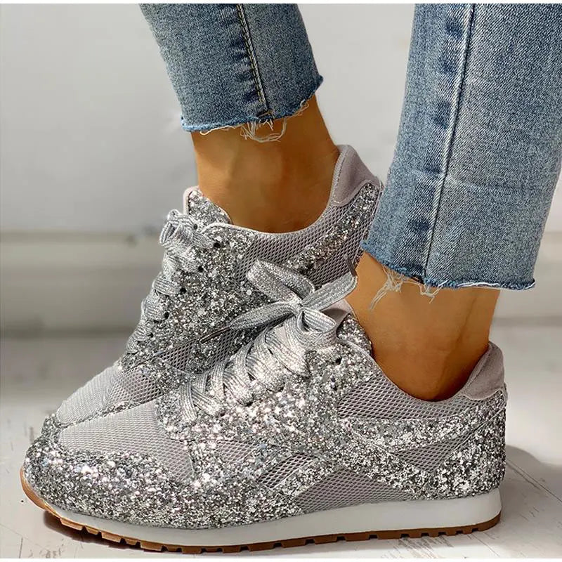 Valenzora | Glittery sequined sports shoes