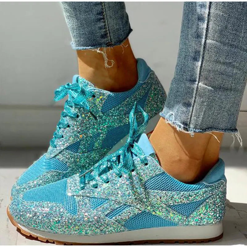 Valenzora | Glittery sequined sports shoes