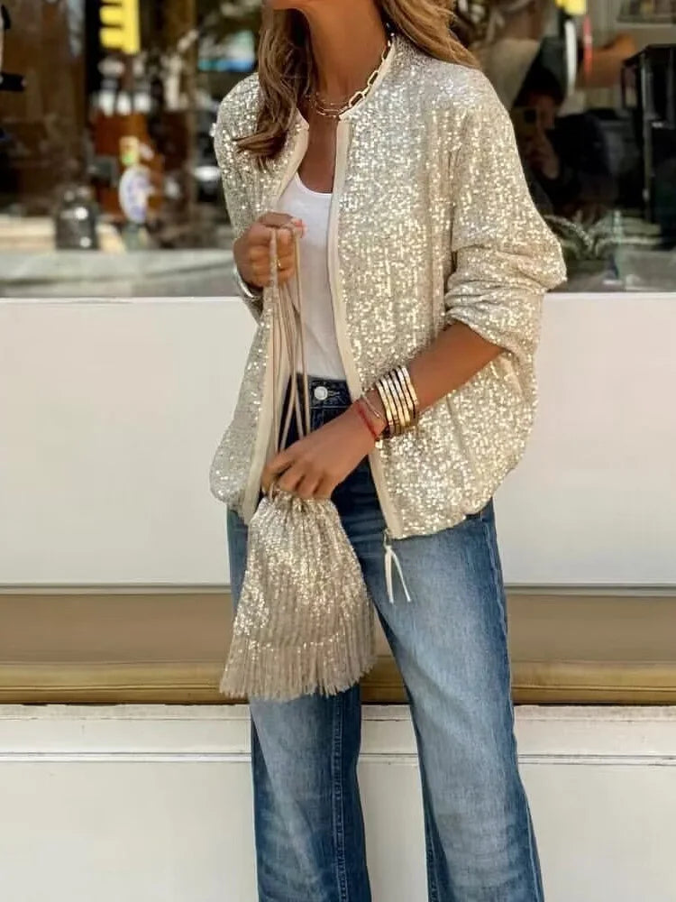 Valenzora | Pailletten-Loungewear-Jacke für Damen