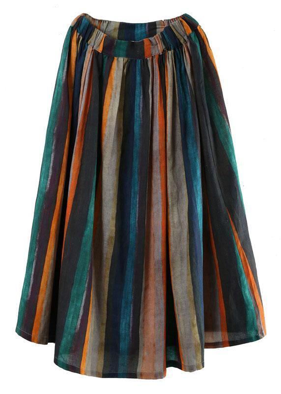 Valenzora | Striped A-line retro print linen skirts