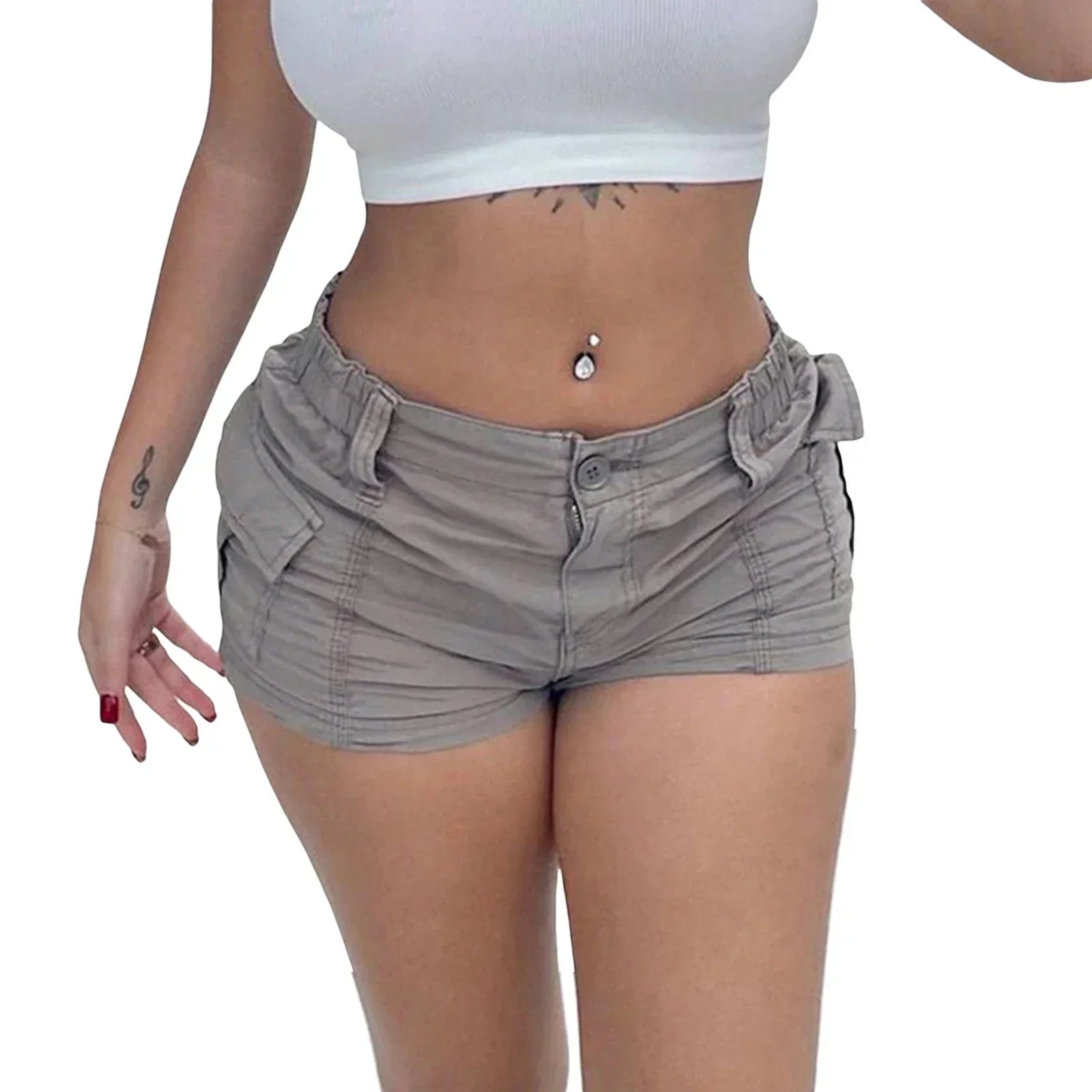 Women's Vintage Low-Waisted Cargo Shorts