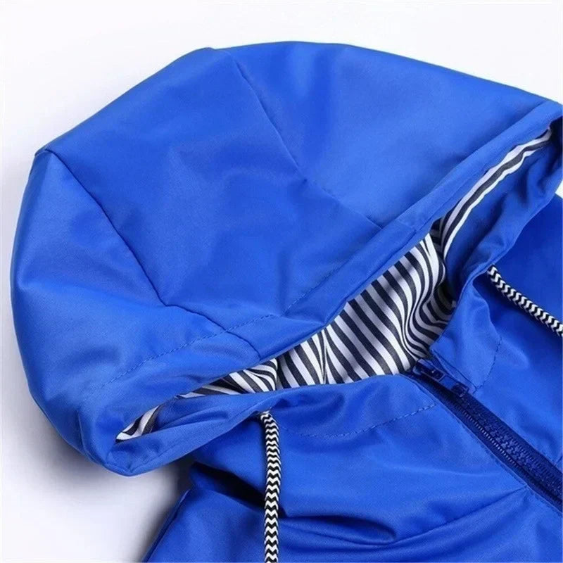 Valenzora - Women's waterproof hoodie trench coat with drawstring waist, zipper and outer pockets