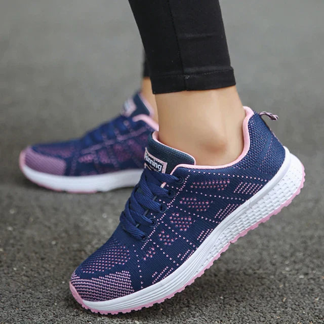Damen atmungsaktive Mesh-Stoff-Schnürsneaker