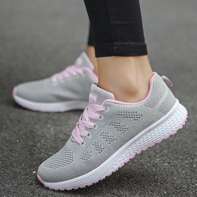 Damen atmungsaktive Mesh-Stoff-Schnürsneaker