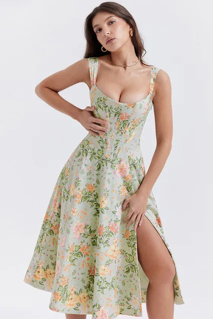Valenzora | Printed floral dress, corset style