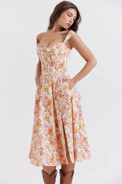 Valenzora | Printed floral dress, corset style