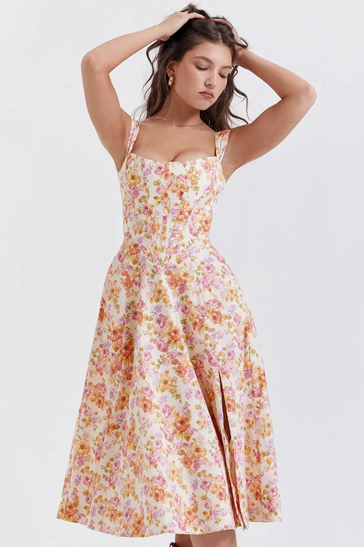 Valenzora | Printed floral dress, corset style