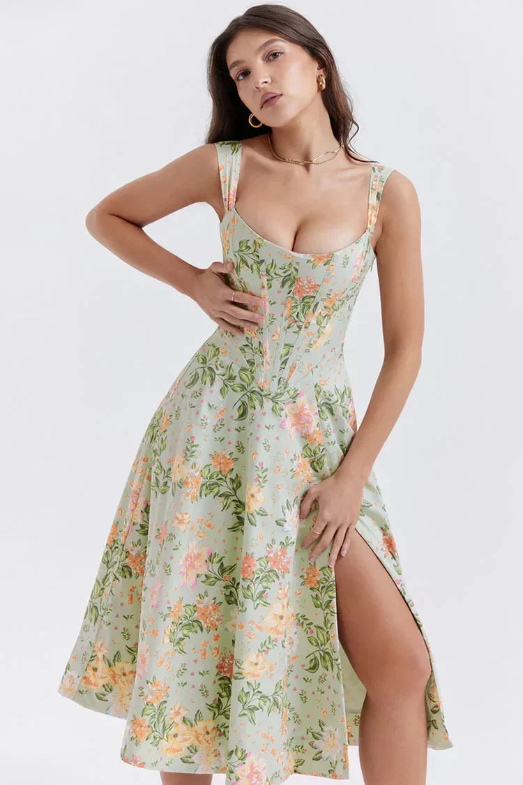 Valenzora | Printed floral dress, corset style
