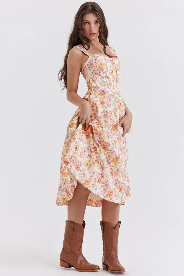 Valenzora | Printed floral dress, corset style