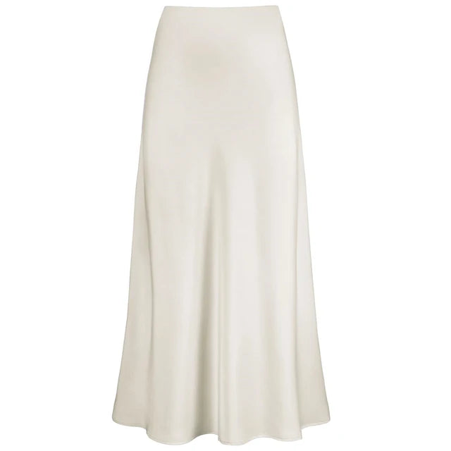 Valenzora | Fashion Long Shiny Satin Skirt