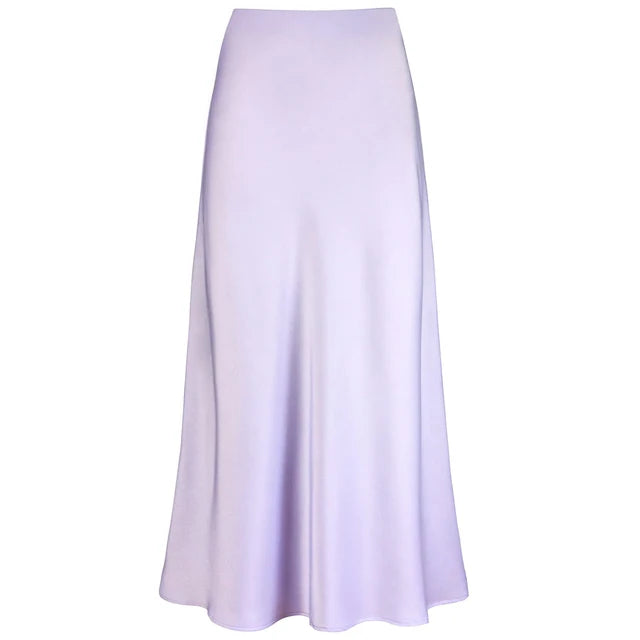 Valenzora | Fashion Long Shiny Satin Skirt