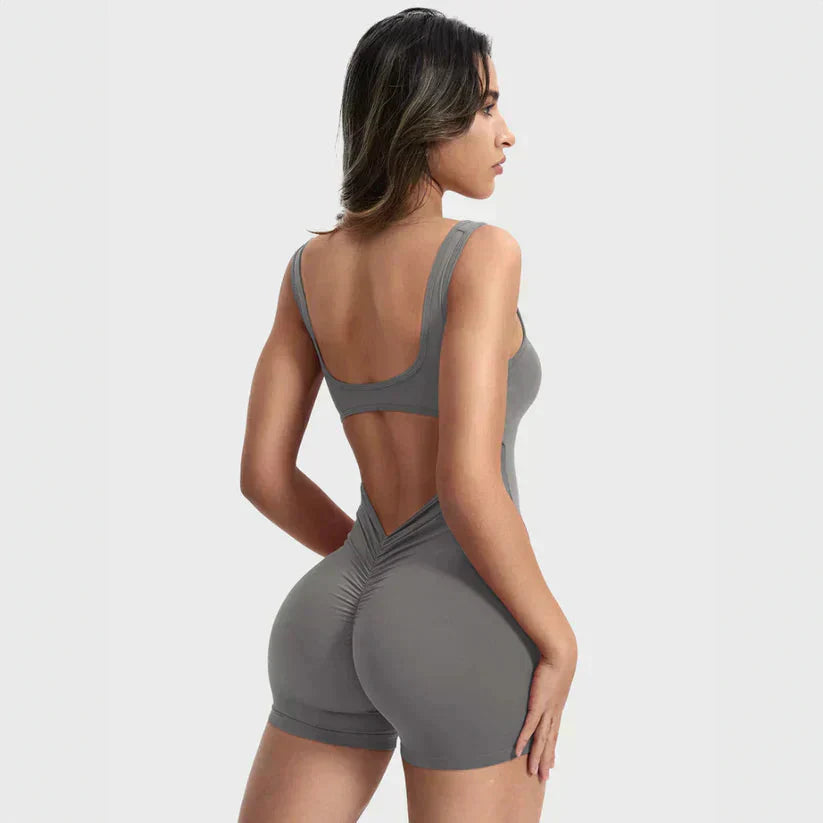 Valenzora | Sleeveless Scrunch Bum Short Jumpsuit Jumpsuit Fitness Clothing