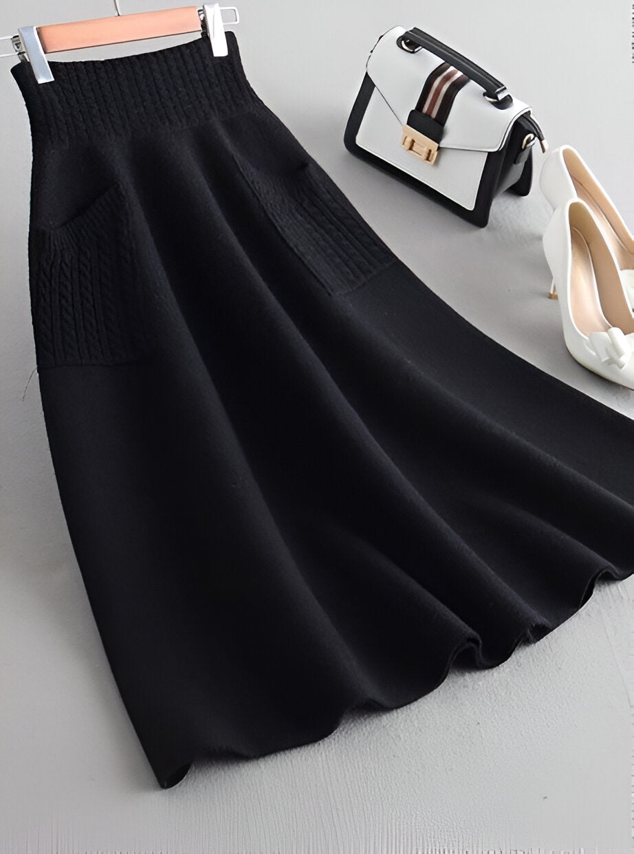 Valenzora | Comfortable camel-colored midi skirt