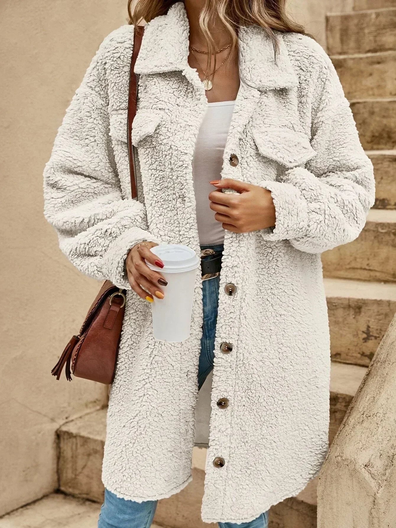 Valenzora - Women's button-up coat with eye-catching buttons