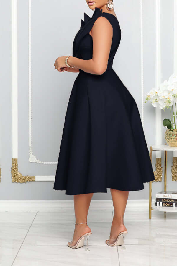 Valenzora | One Shoulder Midi Dress Elegant A-line Fit Sculpted Details Festive Wear