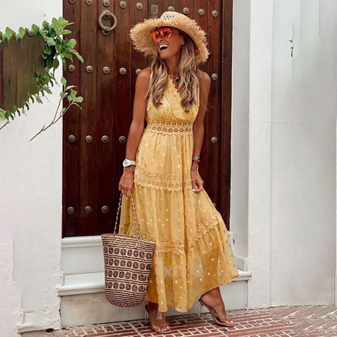 Valenzora - Embroidered sleeveless long dress
