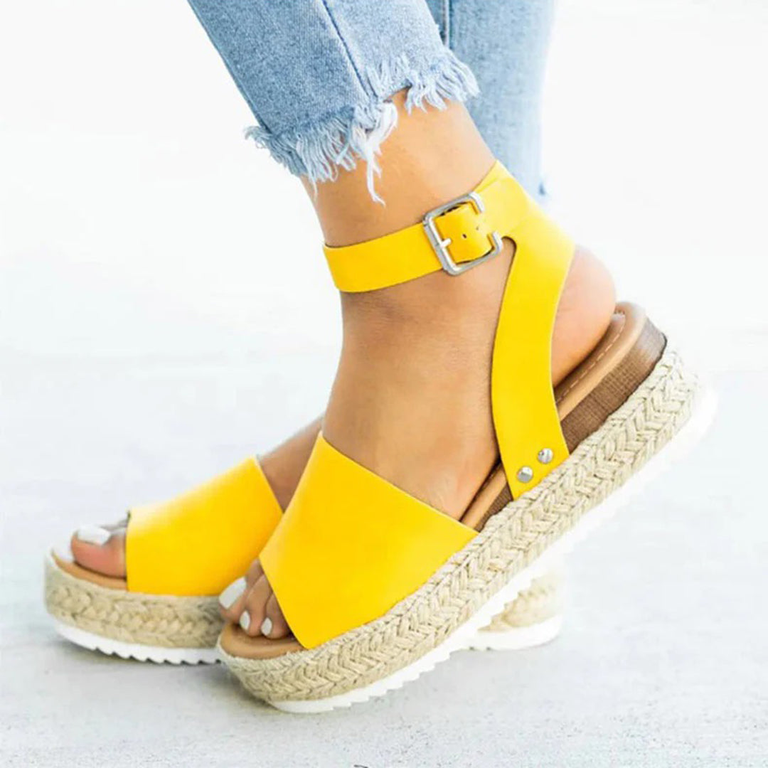 Valenzora | Platform Sandals Espadrille Sole Adjustable Ankle Strap Toe Strap