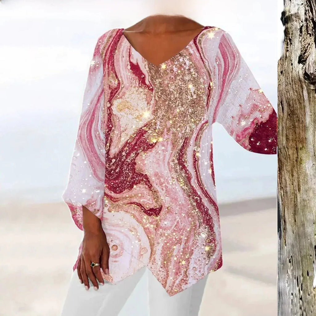 Valenzora | Vintage top with V-neck and elegant fit