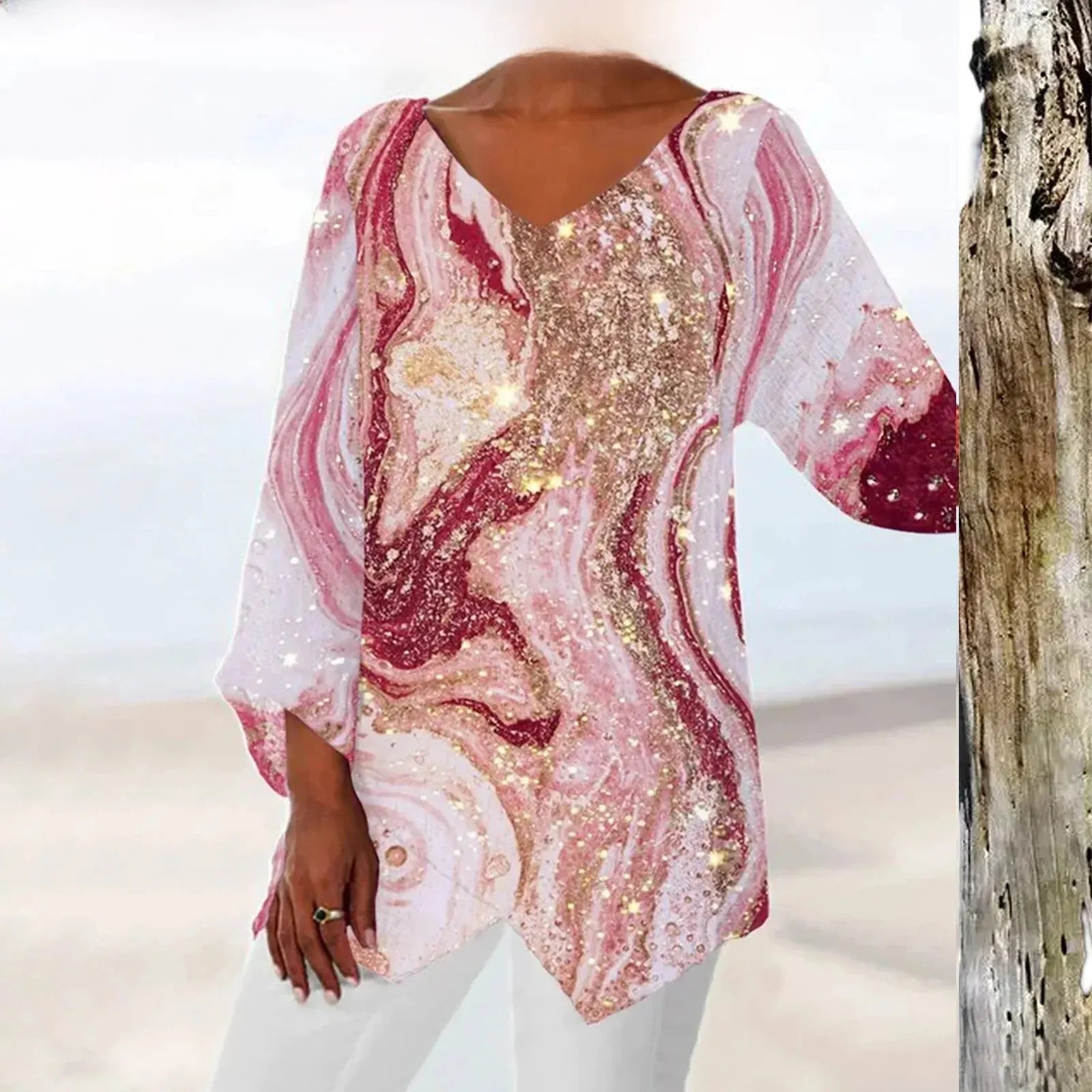 Valenzora | Vintage top with V-neck and elegant fit