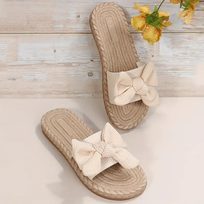 Valenzora | Schleifchen-Pantoletten flache Slip-On-Sandalen für Damen
