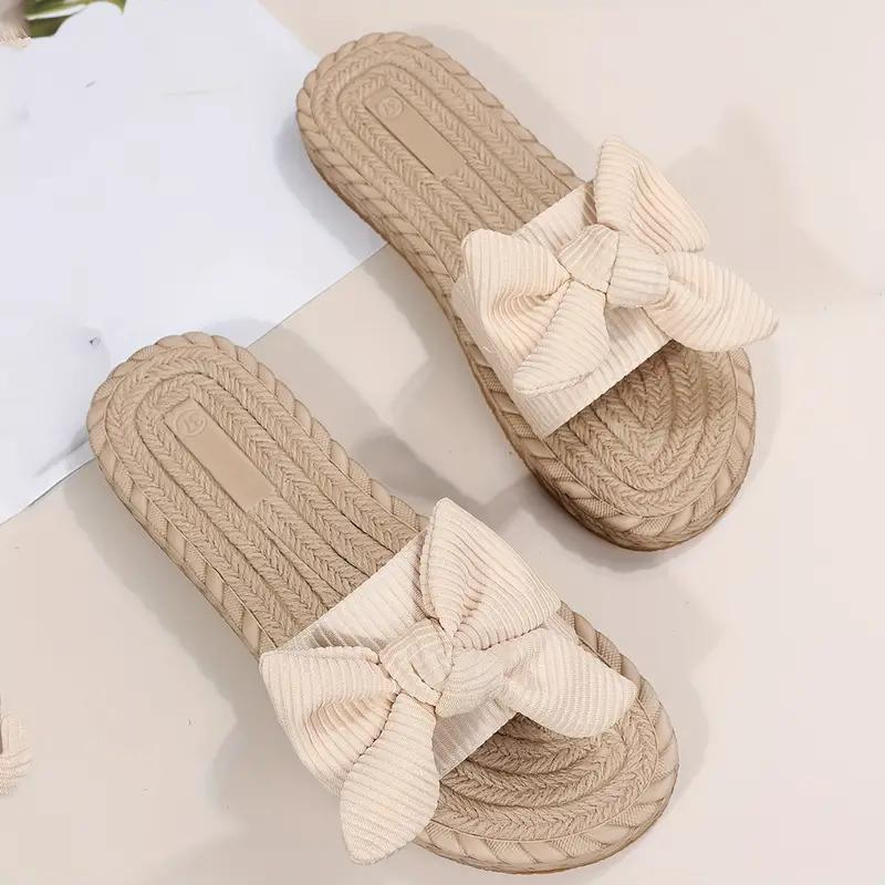 Valenzora | Schleifchen-Pantoletten flache Slip-On-Sandalen für Damen