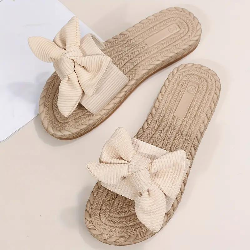 Valenzora | Schleifchen-Pantoletten flache Slip-On-Sandalen für Damen