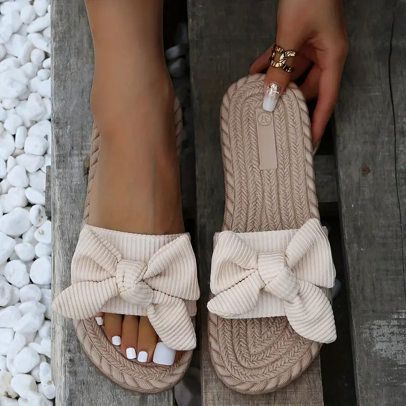 Valenzora | Schleifchen-Pantoletten flache Slip-On-Sandalen für Damen