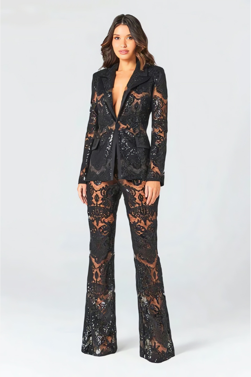 Valenzora | Luxurious Sequin Blazer and Trousers Set