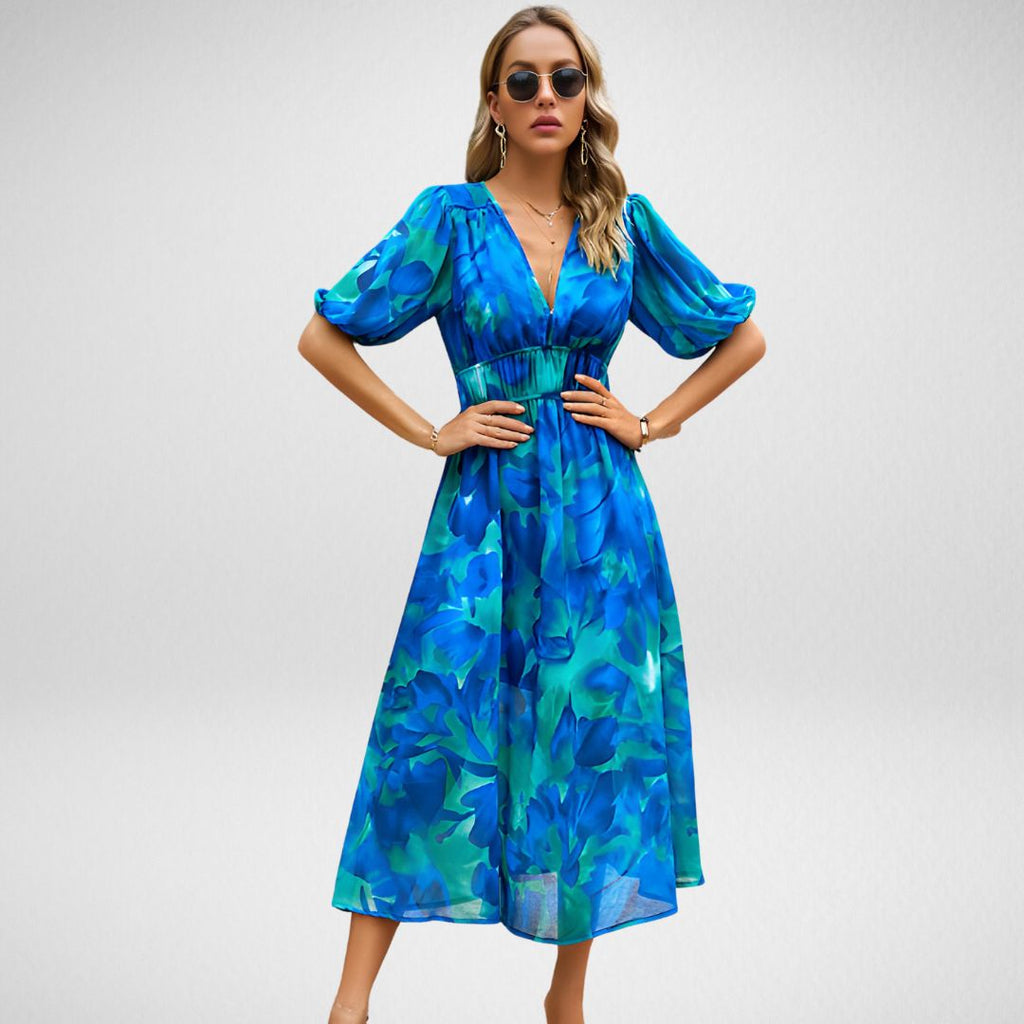 Valenzora | Classic Midi Length V-Neck Dress
