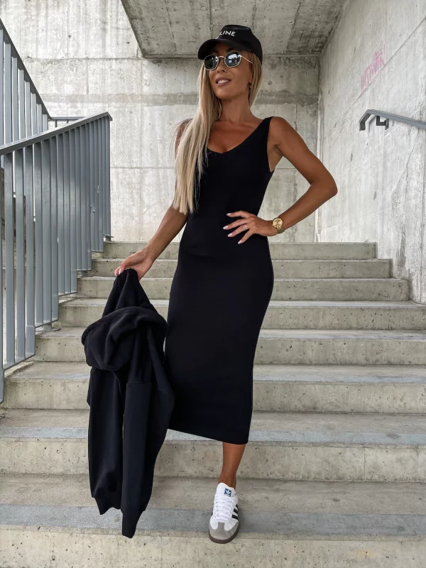 Valenzora | Damen Midi Bodycon Kleid & Sweatshirt Outfit