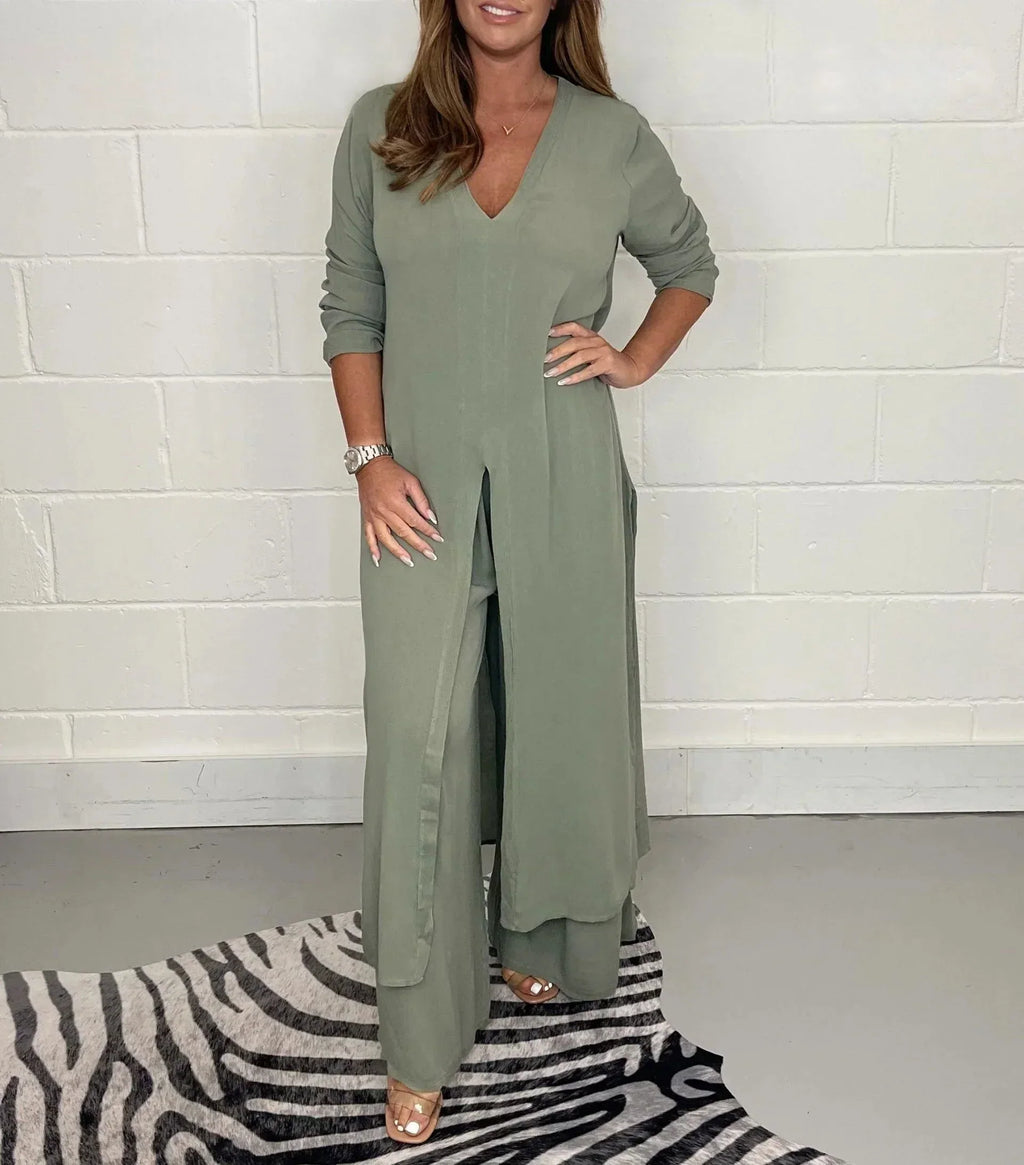 Valenzora | Set Long Sleeves Wide Leg Matching Set Women's Clothing