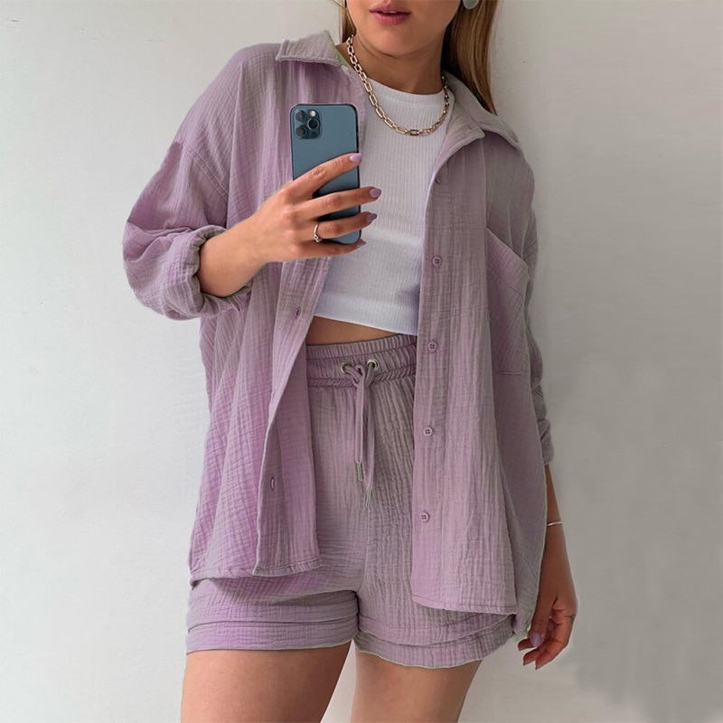 Valenzora | Set Loose Fit Summer Lounge Set Linen Set Womens
