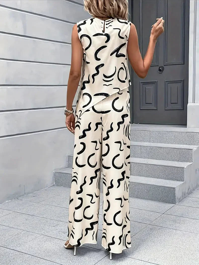 Valenzora | Weites Bein Hohe Taille Set Passendes Set Damenbekleidung