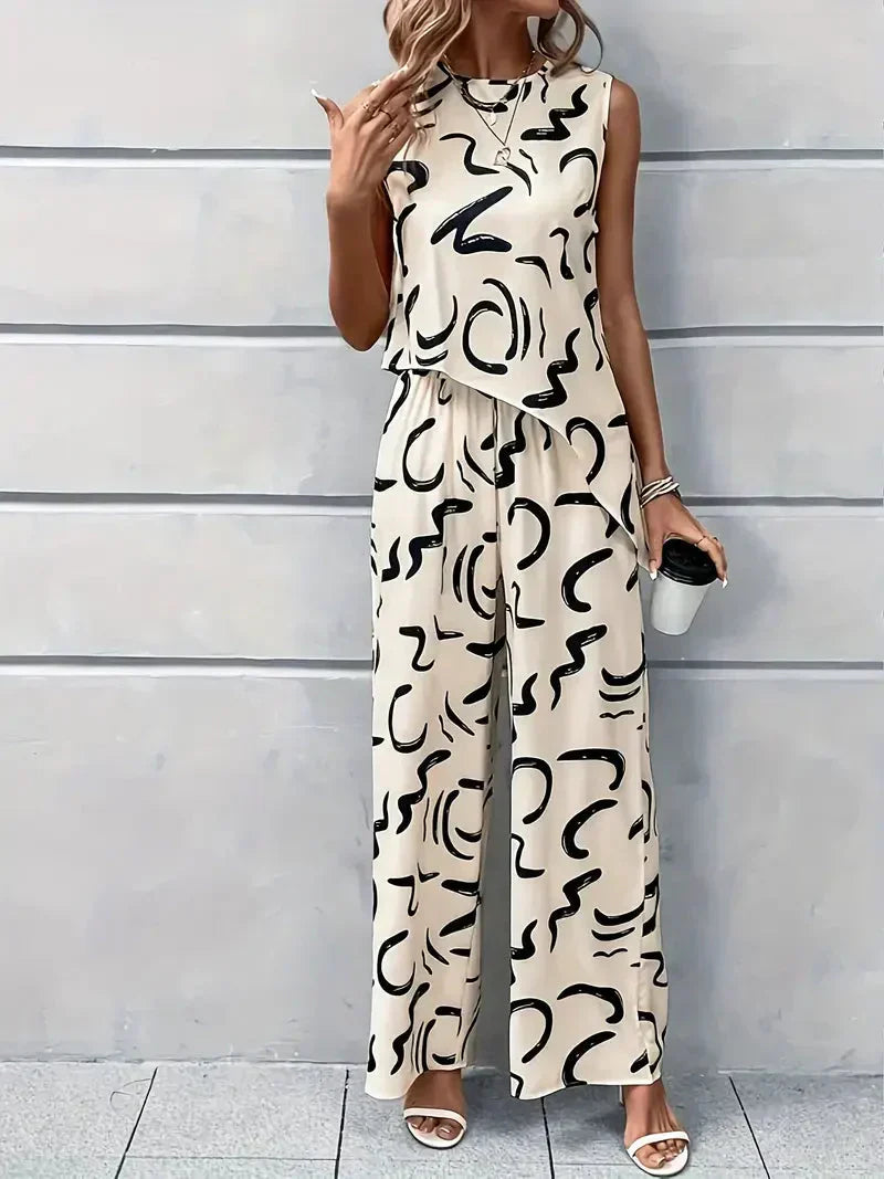 Valenzora | Weites Bein Hohe Taille Set Passendes Set Damenbekleidung