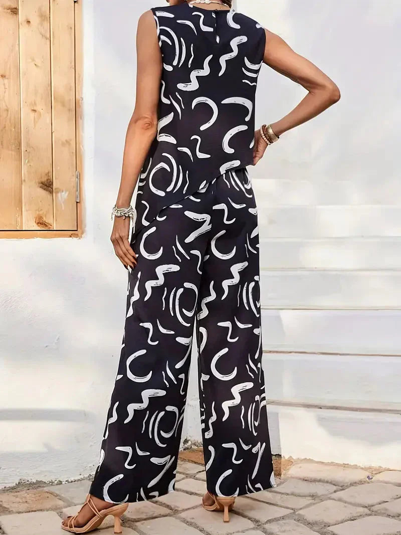 Valenzora | Weites Bein Hohe Taille Set Passendes Set Damenbekleidung