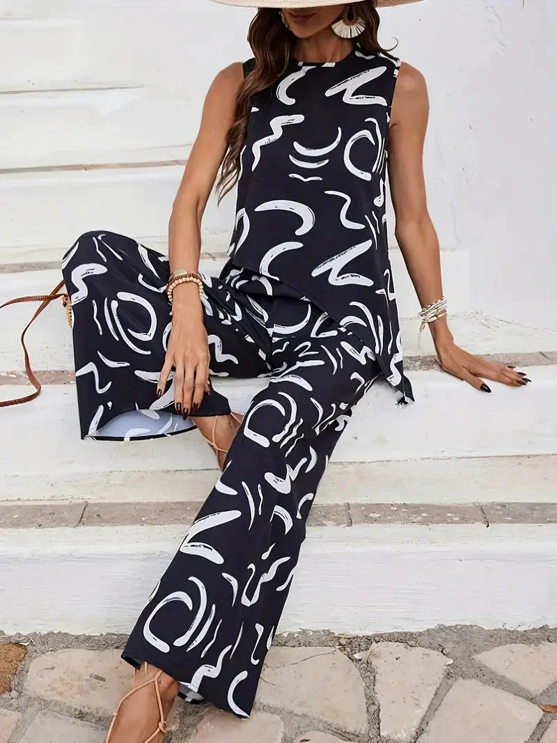 Valenzora | Weites Bein Hohe Taille Set Passendes Set Damenbekleidung
