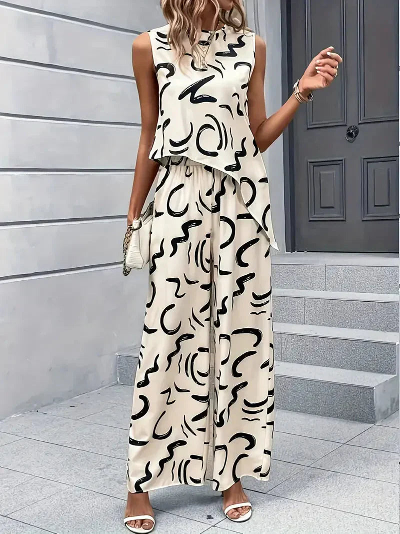 Valenzora | Weites Bein Hohe Taille Set Passendes Set Damenbekleidung