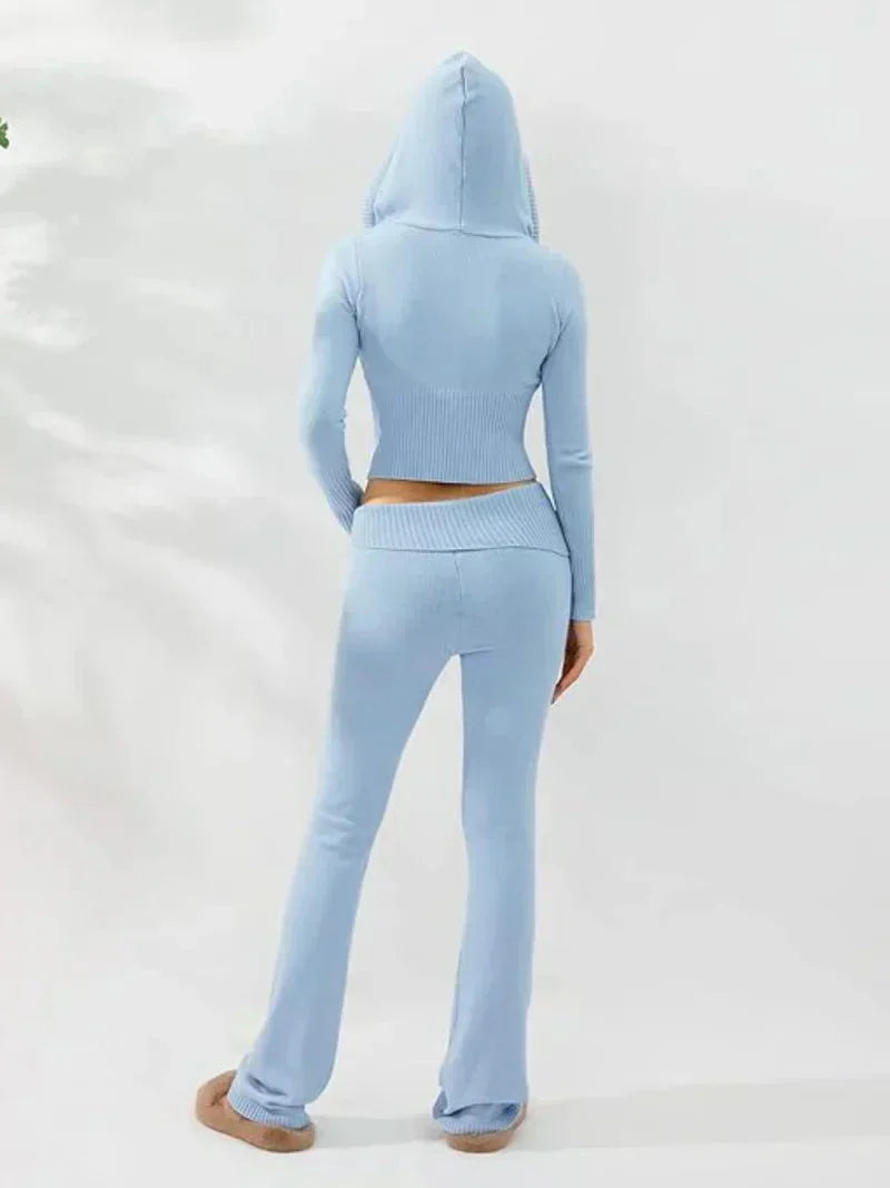 Valenzora | Knit Set Hooded Jacket Knit Cardigan Knit Set Loungewear for Women