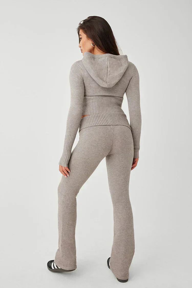 Valenzora | Knit Set Hooded Jacket Knit Cardigan Knit Set Loungewear for Women
