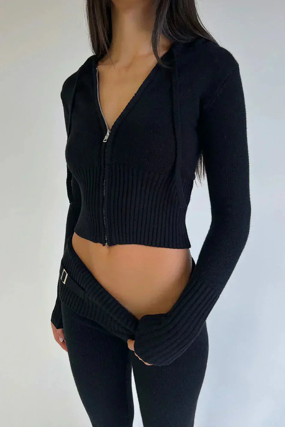 Valenzora | Knit Set Hooded Jacket Knit Cardigan Knit Set Loungewear for Women