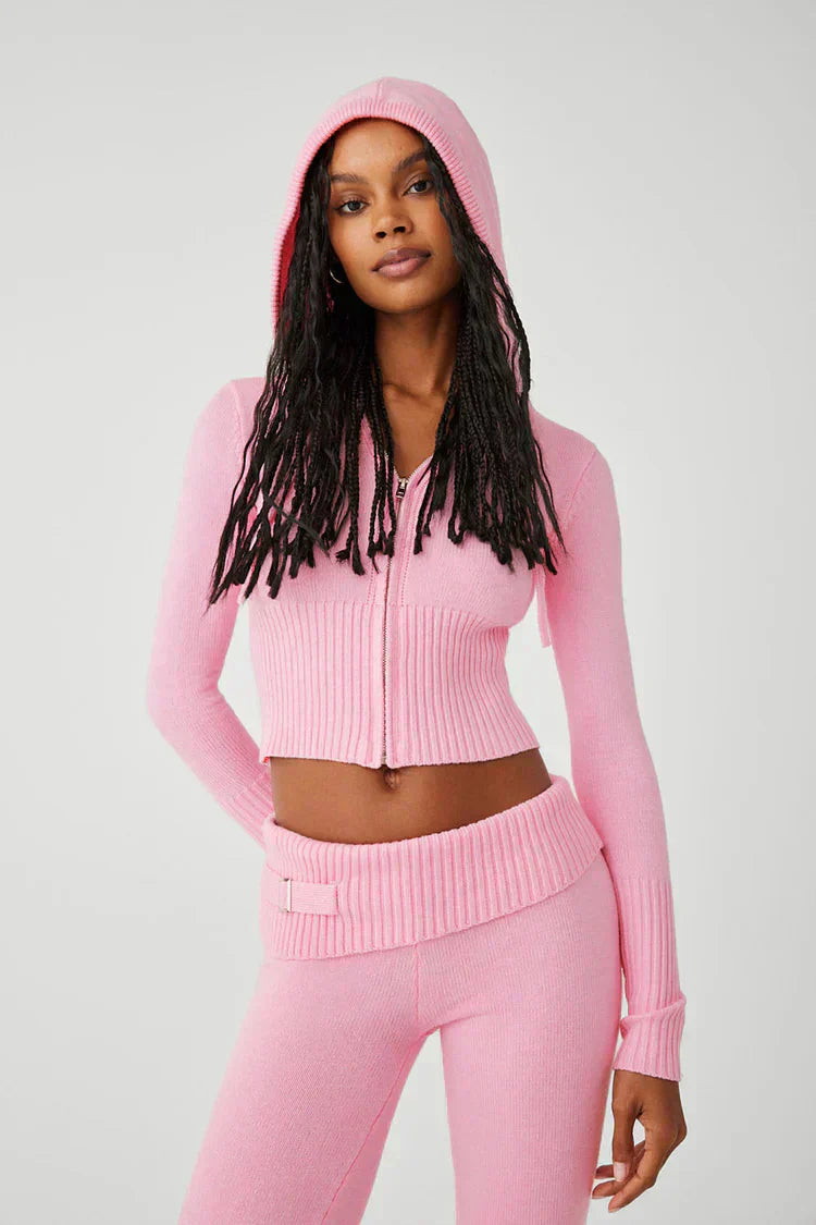 Valenzora | Knit Set Hooded Jacket Knit Cardigan Knit Set Loungewear for Women