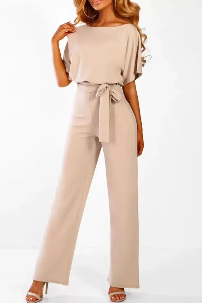 Valenzora | Elegant jumpsuit with wide legs and waist belt