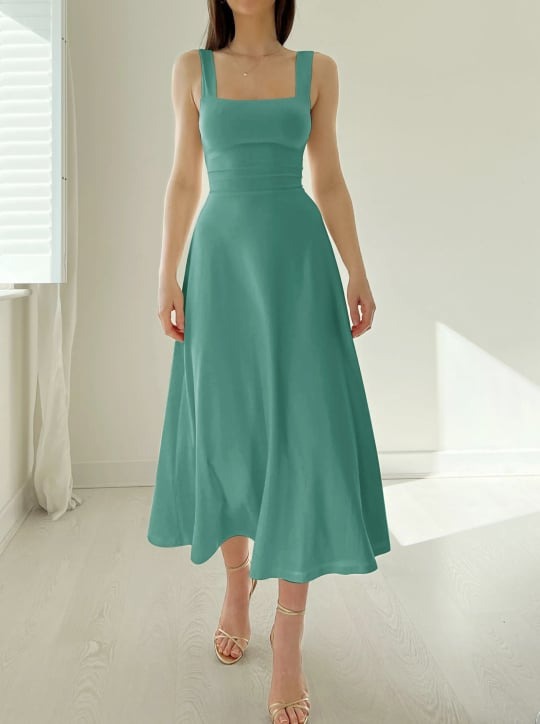 Damen-Midikleid mit breiten Trägern