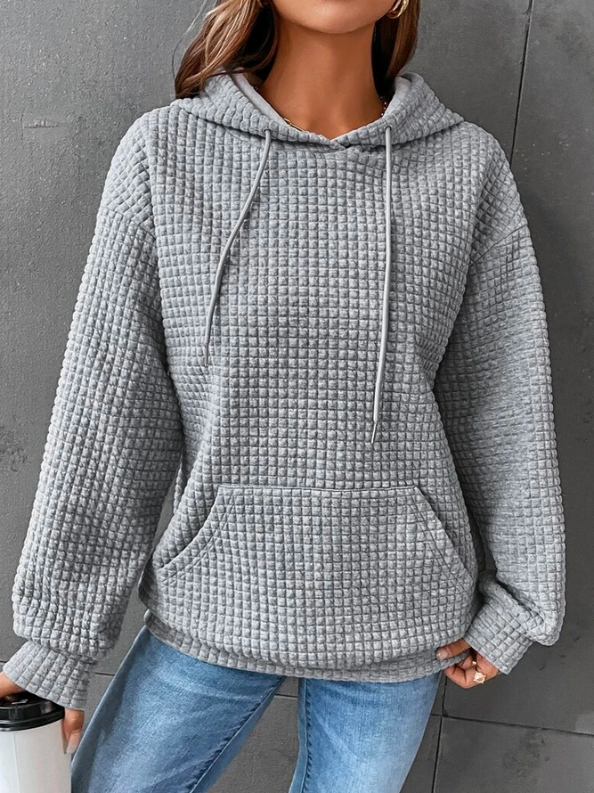 Valenzora | Women's Waffle Knit Hoodie - Casual Oversized Pullover