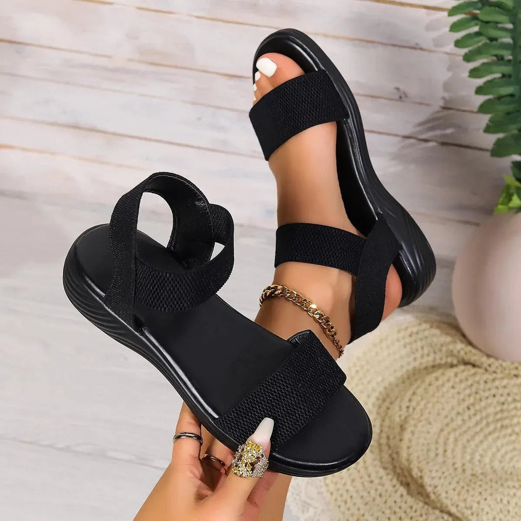 Valenzora | Sommerliche Leinen-Sandalen mit elastischem Riemen
