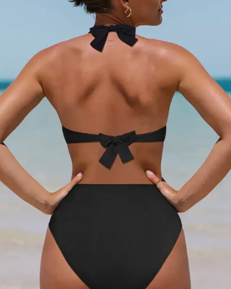 Valenzora | Bikini-Set mit abnehmbarer hoher Hose und Neckholder-Design
